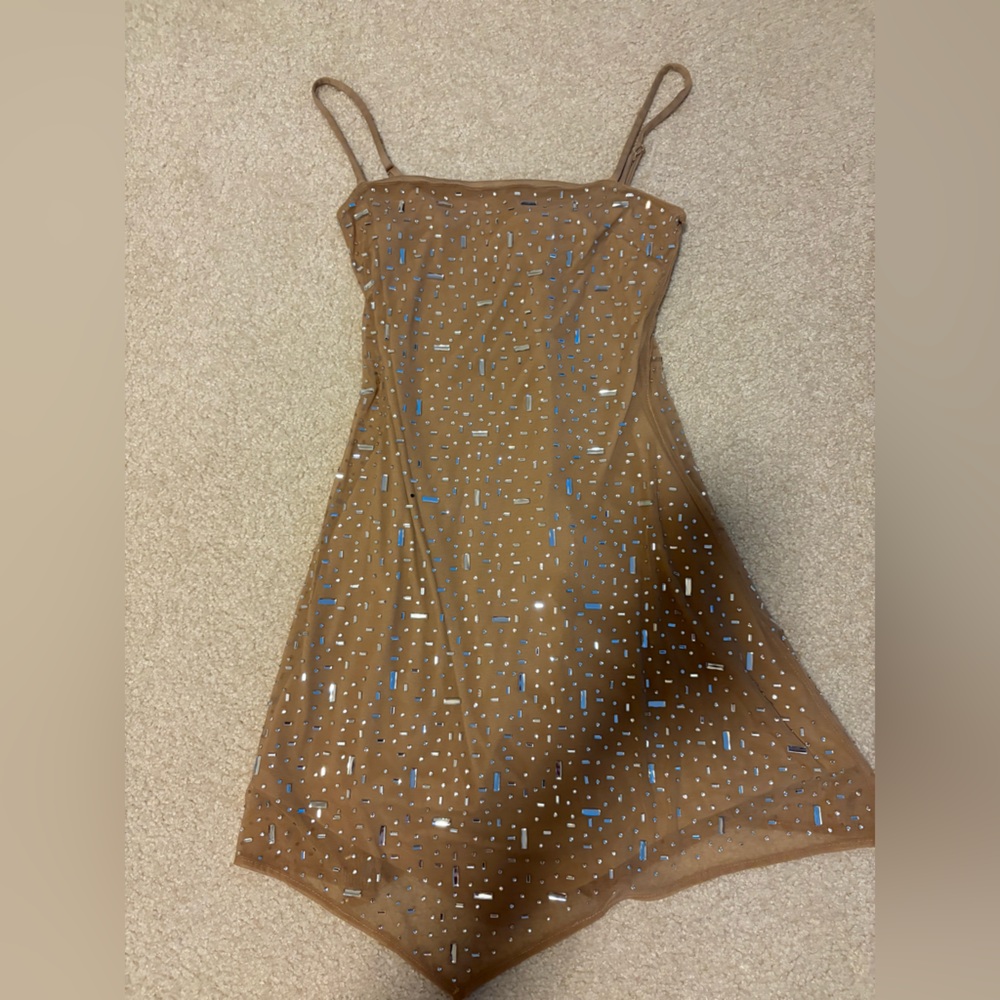 Pretty Shimmer Rhinestone Mesh mini Party Dress - Picture 6 of 7